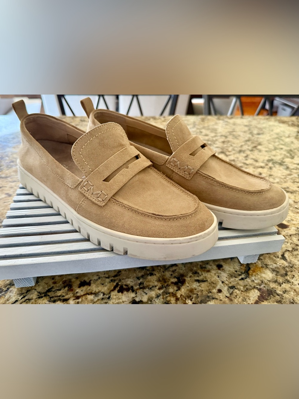 Casual Suede Penny Loafers in Tan